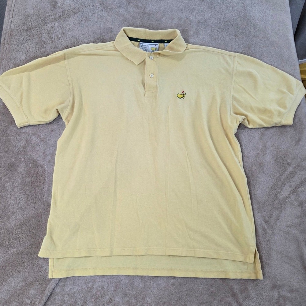 Augusta National Golf Shop The Masters Polo Shirt Men Large Yellow S/S EUC